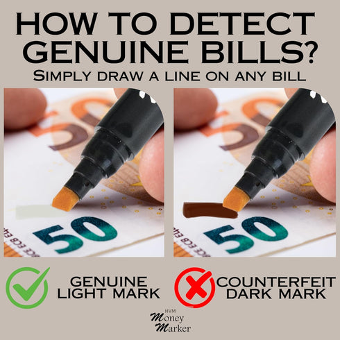 HVM Counterfeit (2 Counterfeit Pack Money Detector Pen Pens) - Money Marker Bill Detector Pen with Upgraded Chisel Tip