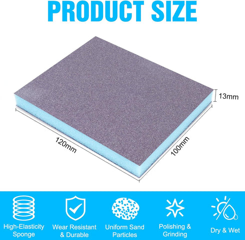 12 Pack 60/80/120/220/320/400 Pack Sanding Sponge, Washable and Reusable Sanding Blocks Grit Wet Dry Sand Paper