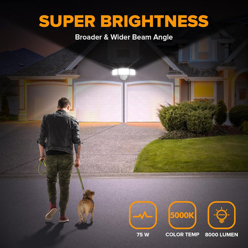 75W 8000 3 5000K IP65 LUTEC Lumen Floods Light Outdoor, Switch Controlled LED Security Lights with Adjustable Heads