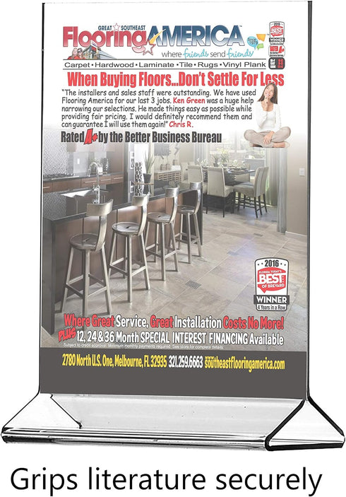 6 Pack 8.5" 11" Marketing Holders Acrylic Sign Holder x Top Load Double Sided Clear Portrait Orientation Literature