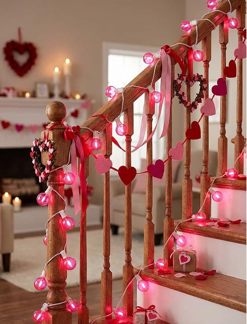 50Ft G40 27 Bulbs(2 Valentine's Day Outdoor String Lights, Valentines Day Decorations Lights with LED Pink Shatterproof
