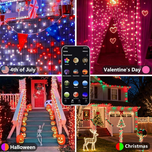 66 200 YIQU Smart Color Changing Halloween Lights, FT LED RGB Christmas String Lights with Remote App Control & Timer