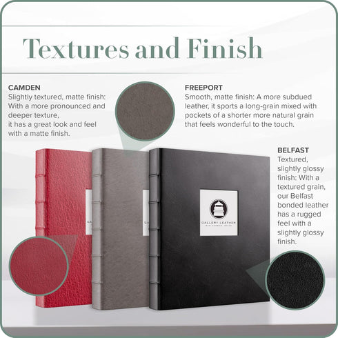 Gallery Leather 3 Ring Binder with Plastic Sleeves, 10 Sheets, 8.5" x 11", Freeport Black