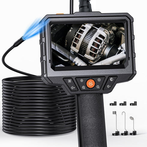 SKYEAR Endoscope with Light and 16.4ft Semi-Rigid Cable, Handheld Borescope 4.3'' HD 1080P,