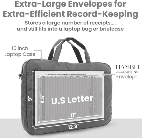 Extra Large Receipt Envelope & Receipts Organizer (Pack of 18) - 12.8" × 9.0" Inches, Gray Color
