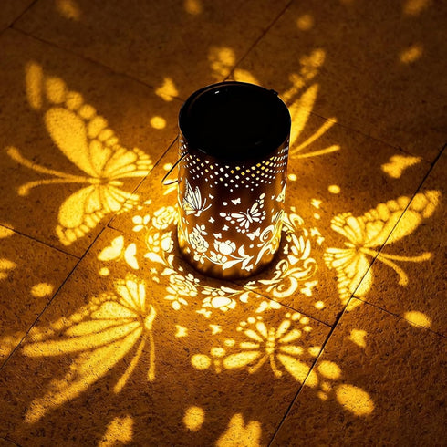 Butterfly Solar Lanterns Outdoor Waterproof Hanging Lights, Butterfly Gifts for Women Mom Grandma, Metal Decorative LED