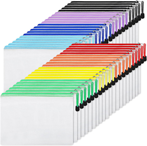EOOUT 56pcs Mesh Zipper Pouch, Durable Organization Pouches for Puzzle Storage, Letter Size, A4 Size for Office Supplies