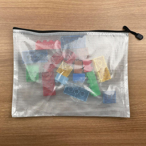 Oaimyy 18-Pcs Plastic Mesh Zipper Pouch Document Folders, Multicolor Zipper File Bags for Office Supplies and Travel