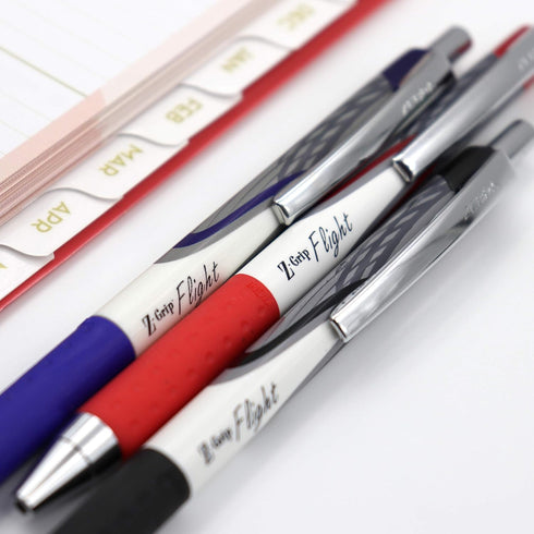 Zebra Pen Z-Grip Flight Retractable Ballpoint Pen, Bold Point 1.2mm, Red Ink, 12-Count