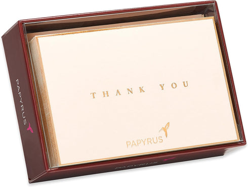 Papyrus Thank You Cards with Envelopes - Gold Border, 16-Count