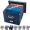 PRANDOM File Organizer Box - Collapsible Decorative Linen Filing Storage with Lids, Set of 1, Letter/Legal Size, Navy