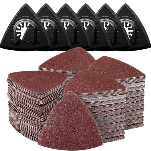 136Pcs Oscillating Tool Sanding Pad Kit, 6Pcs Triangle Sanding Pads and 130Pcs Multitool Sandpaper