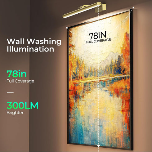 Dimmable 16inch) Wireless Picture Lights for Wall, Battery Operated Wall Light for Painting Rechargeable CCT Rotatable