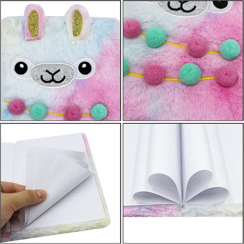 Fuzzy Plush Notebook Journal, Cute Cartoon Bear Diary for Kids, Girls, Boys Writing and Drawing (A5, 160 Lined Pages)