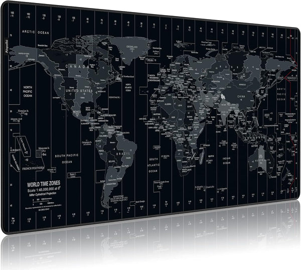 Extended Speed Gaming Mouse Pad, Large Size 35.4 X 15.7X 0.12 inches Desk Mat with Personalized World Map Design