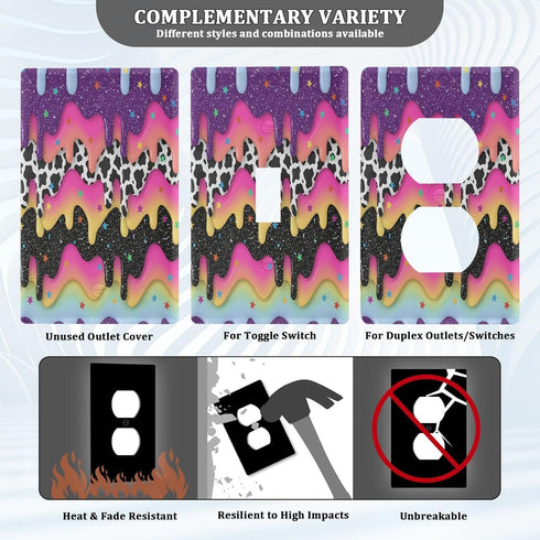 Qilmy 1-Gang Colorful Yogurt Patterns Decorative Toggle Light Switch Plate, Standard Wall Plate with Screws, Light