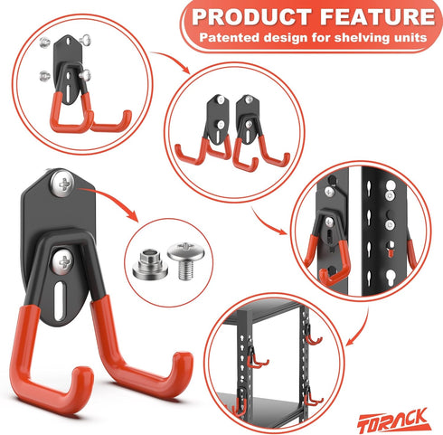 15 TORACK PCS Garage Storage System Hooks, Shelving Hooks for Keyhole Shelving Units Wall Mount Utility Hooks
