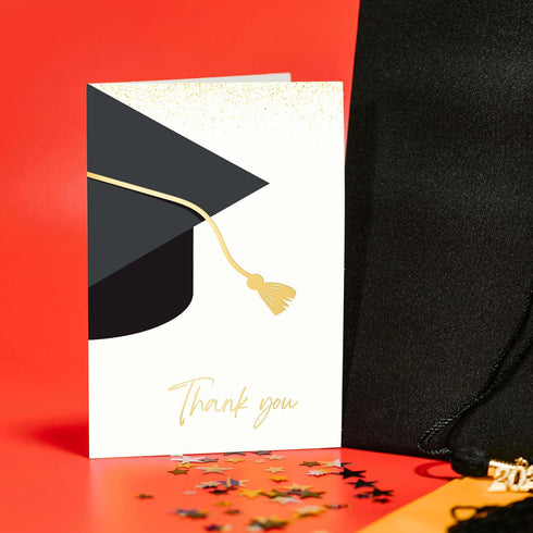Nihuecne 50 Pack 4" 6" x Graduation Thank You Cards with Self-adhesive Envelopes, Gold Foil and Blank Inside Greeting