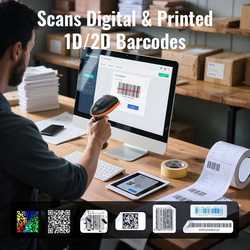 Tera 1D 2D QR Barcode Scanner Wireless and Wired, Digital Printed Bar Code Reader, Compact Handheld Model D5100