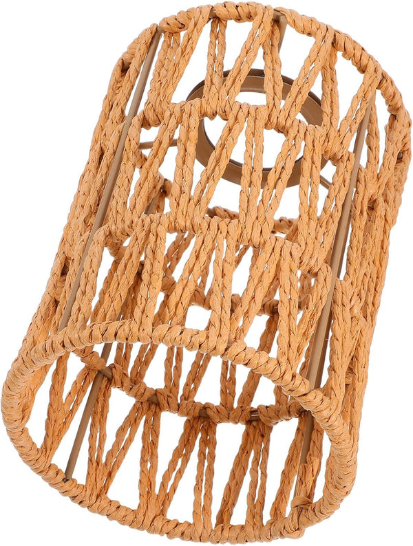 ABOOFAN Cylinder Lamp Shade E27 Paper Rope Material, 4cm Fitter Khaki Faux