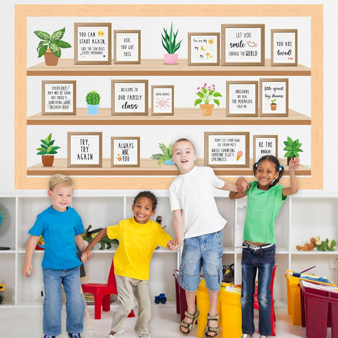 Classroom Inspirational Bulletin Board Set, Greenery Classroom Decoration Plant Potted Positive Affirmations Cutouts