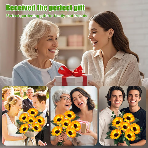 4 Pack 24 ostritec Sunflower Solar Lights Outdoor Decor, Solar Garden Decor Waterproof Solar Sunflower Outdoor Lights