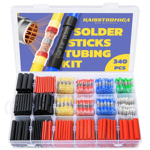 haisstronica 340PCS Solder Seal Wire Connectors with Heat Shrink Tubing Kit -