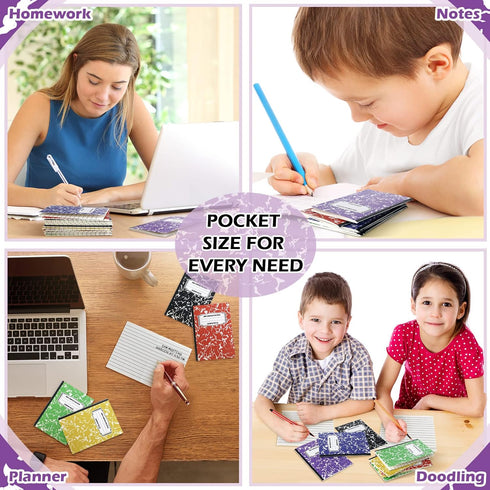 Mini Composition Notebook, Cute Marble Notebooks, Pocket Sized Journals, 24 Pieces for Kids, College, School, Office