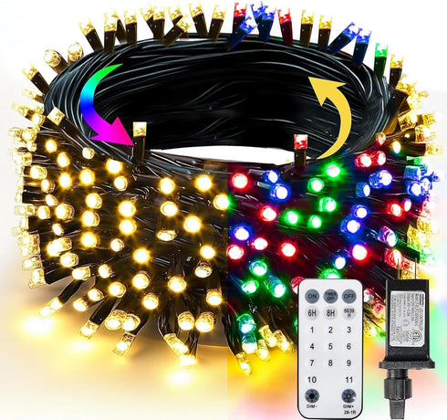 TW SHINE 66FT 200 LED Color Changing Christmas Lights, Warm White &