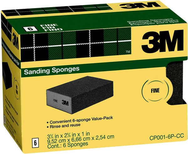3M Sanding Sponge, Fine Grit, 6-Count (CP001-6P-CC)