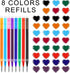 Erasable Pen Refills 0.7 Mm, 8 Assorted Colors Gel Ink Refills, Medium Fine Point Compatible with Retractable Click Pens
