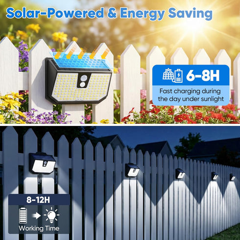 4-Pack 3 Brightever Solar Lights Outdoor Motion Sensor, Super Bright Outdoor Solar Lights Waterproof, Lighting Modes