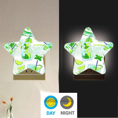 Burbuja 0.2W Mojito Cocktails LED Night Light Plug into Wall Star-Shaped Nightlight Dusk to Dawn Auto Sensor