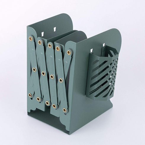 Metal Iron Adjustable Book Ends, Heavy Duty Book Holder, Nonskid Desktop Book Organizer for Binder Holder (Green)