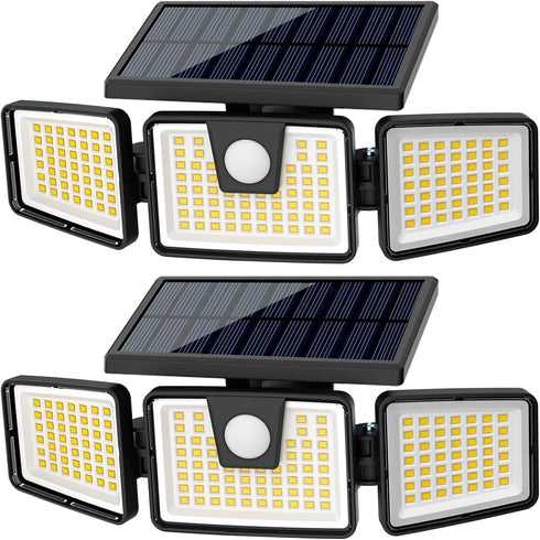 AmeriTop Solar Lights Outdoor, 2 Pack LED High Brightness Cordless Solar Motion