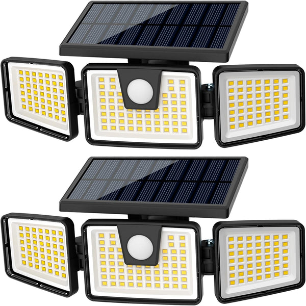 AmeriTop Solar Lights Outdoor, 2 Pack LED High Brightness Cordless Solar Motion