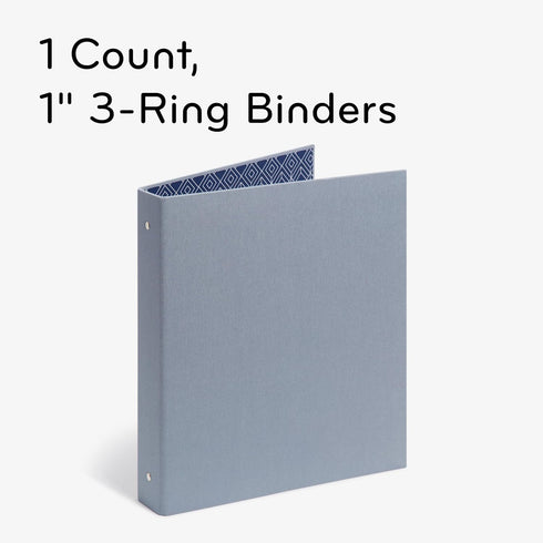 U Brands Fashion Binder, Linen, Blue Gray, 1” Rings, 1 Count by U Brands