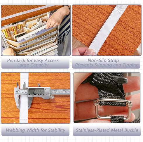 ALQFHFY Holder,11 Students Desk Hanging Organizer,Oxford Under Desk Side Mount Storage Bag with Water Bottle and Pen