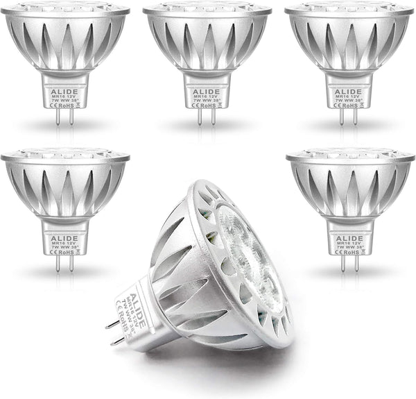 ALIDE MR16 7W GU5.3 LED Bulbs, Replace 50W-75W Halogen, 2700K Warm White, 560LM, 6 Pack