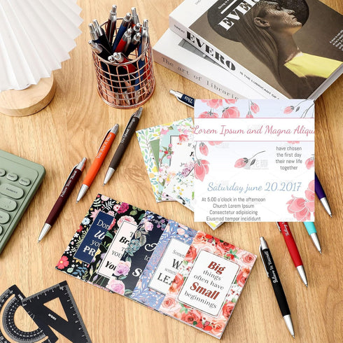 Yeaqee 72 Pcs Inspirational Quote Pen Notepads Gifts Set, Mini Journal Bulk Gifts for Teacher Coworker Women Office