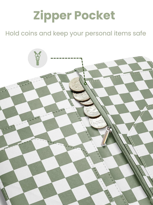 Cute Server Book for Waitress with Zipper & Magnetic Pockets Retro Checkerboard Guest Check Holder Organizer