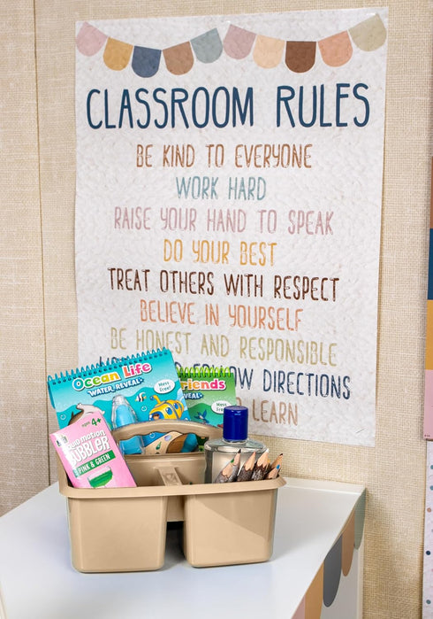 Teacher Created Resource Light Brown Portable Plastic Storage Caddy - 6-Pack for Classroom and Office Organization