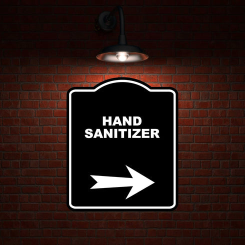 8.5 10 inches HAND SANITIZER Black Sign Arrow Right Aluminum Composite Sign x