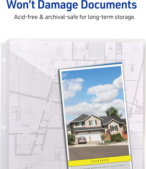 Avery Binder Pockets for 3 Ring Binders - Clear - 8.5" x 11" - 15 Binder Folders Total (3-Pack)