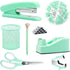 Green Office Supplies, Purple Desk Accessories, Stapler, Tape Holder, Binder Clips, Paper Clips, 1000pcs Staples