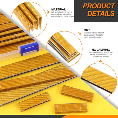 2000Pcs 1/2" Gold 18 Gauge Narrow Crown Staples, Heavy Duty Galvanized Finish for Pneumatic Electric Stapler