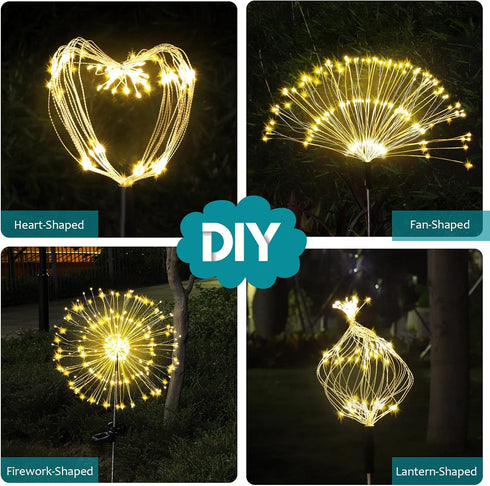 JJGoo Solar Garden Lights, 2 Pack 135 LEDs, Waterproof Solar Firework Lights for Garden, Patio, Party