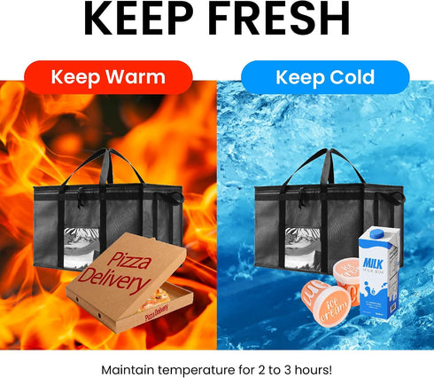 (3XL) NZ home Insulated Bags for Food Delivery Grocery Shopping Cooler Bag, Pizza Delivery, Hot & Cold Catering Tote