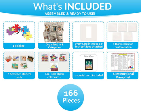 Smile4Autism 2"x2" Large Loose Visual Picture Cards, Receptive and Expressive Language, Speech Articulation Therapy