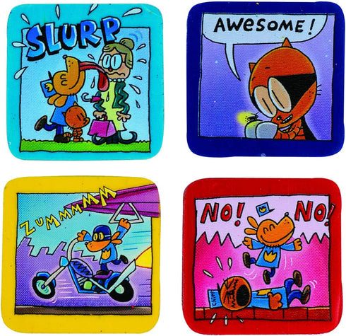 Raymond Geddes Dog Man Comic Erasers Display of 24